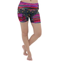 Floral Band Goth Girl Grey Bg Lightweight Velour Yoga Shorts