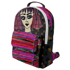 Floral Band Goth Girl Grey Bg Flap Pocket Backpack (Small)