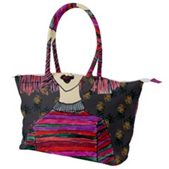 Floral Band Goth Girl Grey Bg Canvas Shoulder Bag