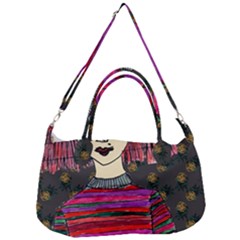 Floral Band Goth Girl Grey Bg Removal Strap Handbag