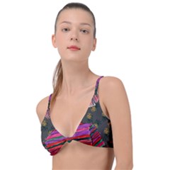 Floral Band Goth Girl Grey Bg Knot Up Bikini Top