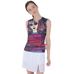 Floral Band Goth Girl Grey Bg Women s Sleeveless Sports Top