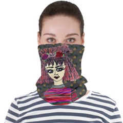 Floral Band Goth Girl Grey Bg Face Seamless Bandana (Adult)