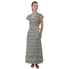 Girl Blue Flutter Sleeve Maxi Dress by snowwhitegirl