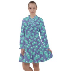 Blue Dandelions  Cute Plants All Frills Chiffon Dress by SychEva