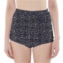 Dark Grunge Geometric Print Pattern High-Waisted Bikini Bottoms View1