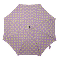 Yellow Hearts On A Light Purple Background Hook Handle Umbrellas (small) by SychEva