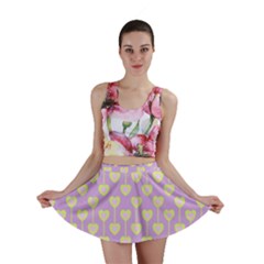 Yellow Hearts On A Light Purple Background Mini Skirt by SychEva