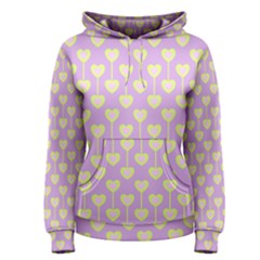 Yellow Hearts On A Light Purple Background Women s Pullover Hoodie by SychEva