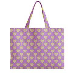 Yellow Hearts On A Light Purple Background Zipper Mini Tote Bag