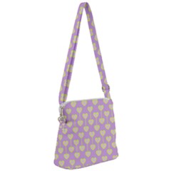 Yellow Hearts On A Light Purple Background Zipper Messenger Bag by SychEva