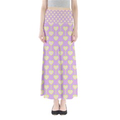 Yellow Hearts On A Light Purple Background Full Length Maxi Skirt by SychEva