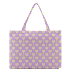 Yellow Hearts On A Light Purple Background Medium Tote Bag by SychEva