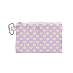Yellow Hearts On A Light Purple Background Canvas Cosmetic Bag (small) by SychEva
