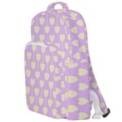 Yellow Hearts On A Light Purple Background Double Compartment Backpack by SychEva