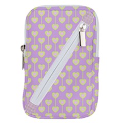 Yellow Hearts On A Light Purple Background Belt Pouch Bag (large) by SychEva