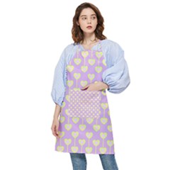 Yellow Hearts On A Light Purple Background Pocket Apron by SychEva