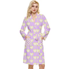 Yellow Hearts On A Light Purple Background Robe by SychEva