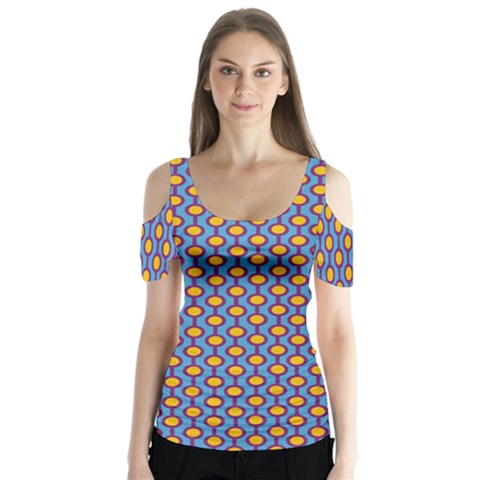 Yellow Circles On A Purple Background Butterfly Sleeve Cutout Tee  by SychEva