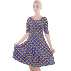 Yellow Circles On A Purple Background Quarter Sleeve A-line Dress by SychEva