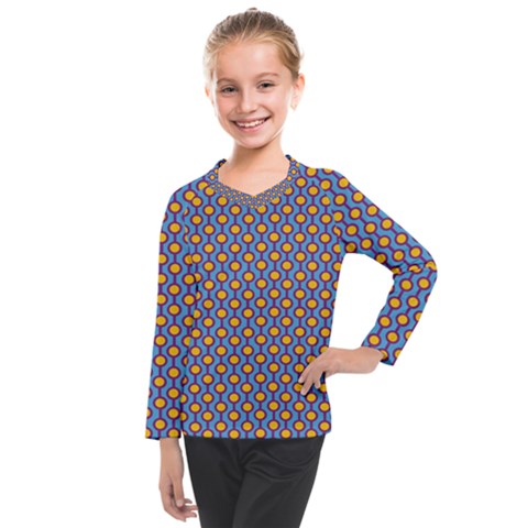 Yellow Circles On A Purple Background Kids  Long Mesh Tee by SychEva