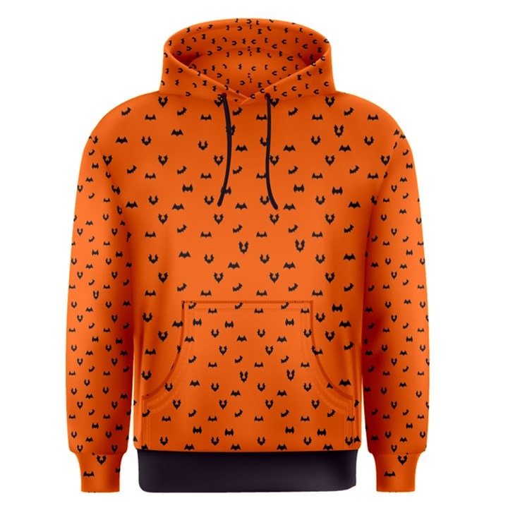 Halloween, Black bats pattern on orange Men s Core Hoodie