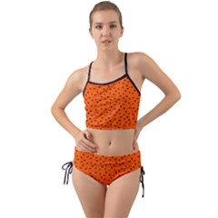 Halloween, Black Bats Pattern On Orange Mini Tank Bikini Set by Casemiro