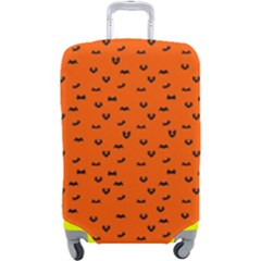 Halloween, Black Bats Pattern On Orange Luggage Cover (large) by Casemiro