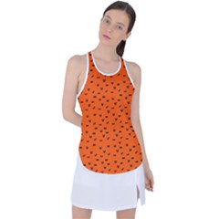 Halloween, Black bats pattern on orange Racer Back Mesh Tank Top