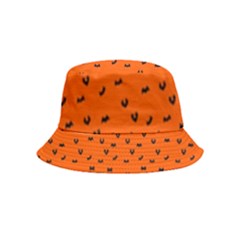 Halloween, Black Bats Pattern On Orange Inside Out Bucket Hat (kids) by Casemiro