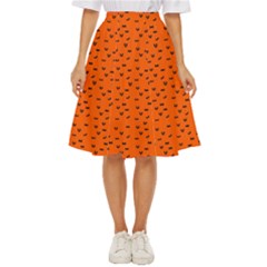 Halloween, Black Bats Pattern On Orange Classic Short Skirt by Casemiro