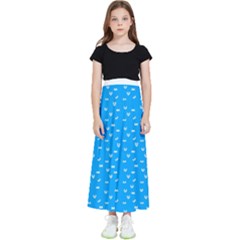 Halloween White Bars At Sky Blue Color Kids  Flared Maxi Skirt by Casemiro