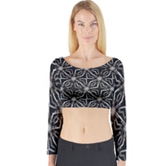 Futuristic Industrial Print Pattern Long Sleeve Crop Top by dflcprintsclothing