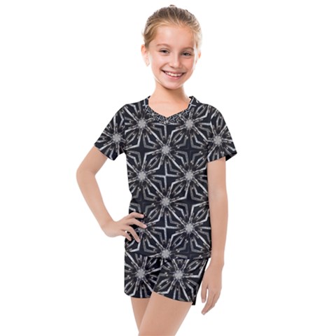 Futuristic Industrial Print Pattern Kids  Mesh Tee And Shorts Set by dflcprintsclothing