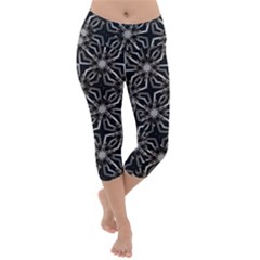 Futuristic Industrial Print Pattern Lightweight Velour Capri Yoga Leggings by dflcprintsclothing