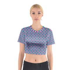 Blue Circles On Purple Background Geometric Ornament Cotton Crop Top by SychEva