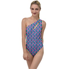 Blue Circles On Purple Background Geometric Ornament To One Side Swimsuit by SychEva