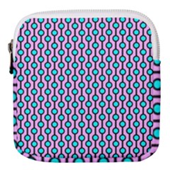 Blue Circles On Purple Background Geometric Ornament Mini Square Pouch by SychEva