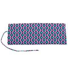 Blue Circles On Purple Background Geometric Ornament Roll Up Canvas Pencil Holder (s) by SychEva
