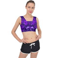 Folk Flowers Pattern Floral Surface Design Seamless Pattern V-back Sports Bra by Eskimos