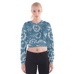 Folk Flowers Pattern Floral Surface Design Seamless Pattern Cropped Sweatshirt by Eskimos