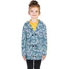 Folk Flowers Pattern Floral Surface Design Seamless Pattern Kids  Double Breasted Button Coat by Eskimos