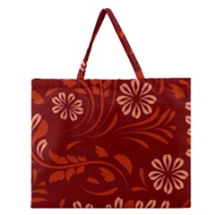 Folk Flowers Pattern Floral Surface Design Seamless Pattern Zipper Large Tote Bag by Eskimos