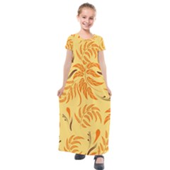 Folk Flowers Pattern Floral Surface Design Seamless Pattern Kids  Short Sleeve Maxi Dress by Eskimos