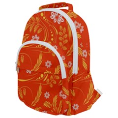 Folk Flowers Pattern Floral Surface Design Seamless Pattern Rounded Multi Pocket Backpack by Eskimos