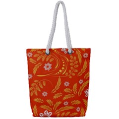 Folk Flowers Pattern Floral Surface Design Seamless Pattern Full Print Rope Handle Tote (small) by Eskimos