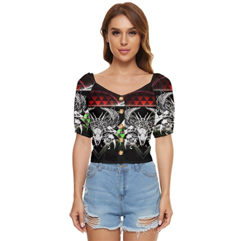 Skullart Button Up Blouse by Sparkle