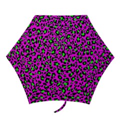 Pink And Green Leopard Spots Pattern Mini Folding Umbrellas by Casemiro