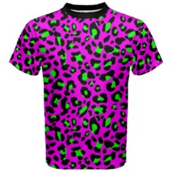 Pink And Green Leopard Spots Pattern Men s Cotton Tee by Casemiro