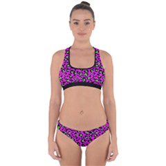Pink And Green Leopard Spots Pattern Cross Back Hipster Bikini Set by Casemiro